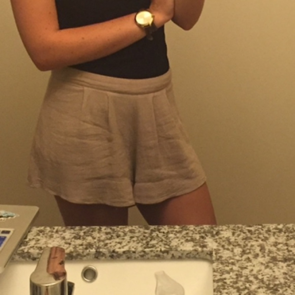 Tan textured shorts